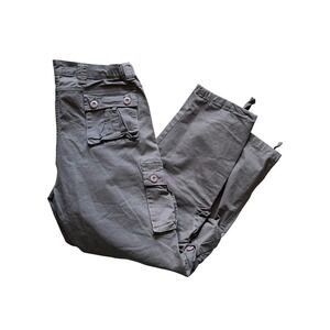 Unbranded Cargo Pants Women 16 Gray Utility Multi Pocket Drawstring Hem Stretch